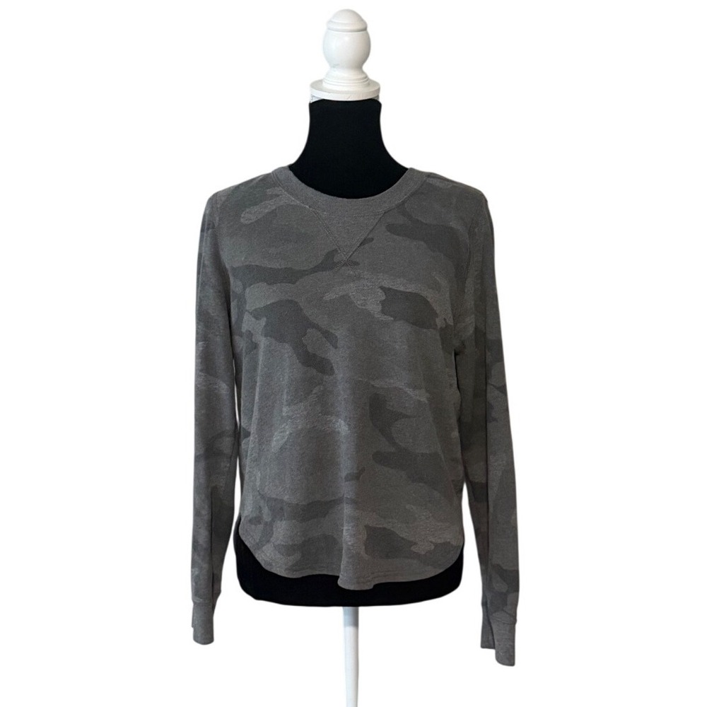 Abercrombie & Fitch Womens Grey Camo Long Sleeve Crewneck Sweatshirt Size M